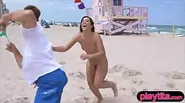 two teen 18+s picked up on the beach by two blokes for groupsex