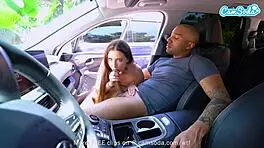 Cute Redhead Teen Busted Masturbating Then Sucks Stranger in Public