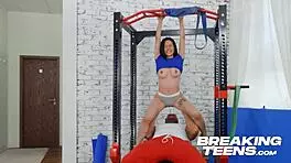 Tiny asian teen hard fucked by trainer