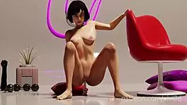 elizabeth plays a game and touches herself in cute cartoon style