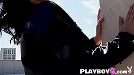 playboy4 com - beautiful big tits teen divina shows perfect ass during outdoor posing action 😍