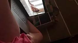 Busty babe fingering herself while watching porn, gosh, so hottt!