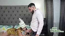 Josie Tucker in uniform practices flute for stepfather