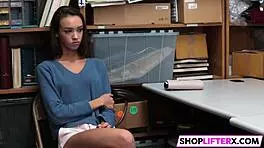 Tight teen pussy punished with big cock drilling after shoplifting blowjob