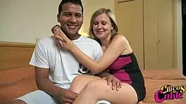 Amateur teen couple have sex in front of a camera for the first time