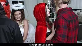 Halloween swap turns wild with daughter and father-in-law orgy fucking