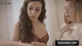 Playful teen 18+ best friends Carolina Sweets and Whitney Wright share fun.