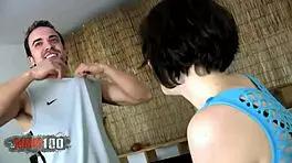 cute french girl's first facial with spanish actor