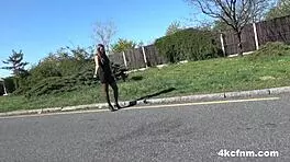 CFNM hitchhiker teen drenched in cum for a wild ride