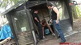 Slim Milf Enjoys MMF Threesome in Forest Setting