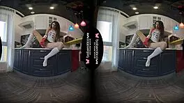 Solo Gal Angel Kriss Masturbates in the Kitchen in Vr.