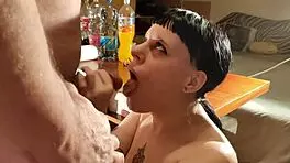 Quick cumshot for talented cocksucker bukkake bitch HD 😈