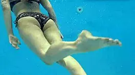 nude swimming in the pool babe with tattoos mimi cica