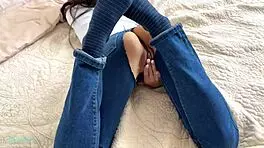 tiny horny stepsister squir7een caught watching porn, then rides cowgirl and gets cum in pussy