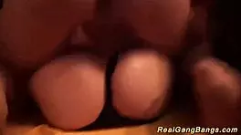 Two chicks experience anal and gangbang at first fuck party.