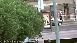 daring public threesome sex near famous city statue in broad daylight