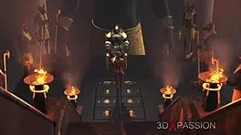 anubis bends over young egyptian slave for huge cock fucking in temple