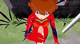 Wow! Asuka Langley Soryu in hot POV action with blowjob and wild fucking in Neo Genesis Evangelion!