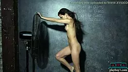 Tiny teen 18+ model Dominique Gabrielle breaks rules, lands in detention. Her shaved body gets exposed during strict punishment.