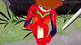 Wow! Asuka Langley Soryu in hot POV action with blowjob and wild fucking in Neo Genesis Evangelion!