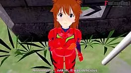 Wow! Asuka Langley Soryu in hot POV action with blowjob and wild fucking in Neo Genesis Evangelion!