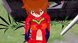 Wow! Asuka Langley Soryu in hot POV action with blowjob and wild fucking in Neo Genesis Evangelion!