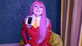 Zero Two squirts during anal fuck in cosplay POV.