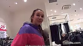 The attractive czech kitten was seduced in the shopping centre, her clothes ripped off before getting shagged in pov