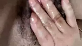 Amateur with long hair enjoys solo time