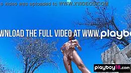 Petite Latina Muse Katherinne Sofia Strips Naked Outdoors For Fans