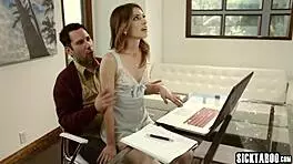 why is kristen scott giving her stepdad a blowjob with small tits?