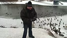 Teen gets fucked in the snow by daddy