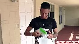 19 years old teen 18+ virgin gaping anal sex with her neighbor