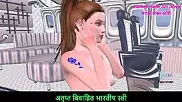 Listen to this marathi audio story of a cute girl posing nude in the airplane, animated in 3d!