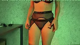 Teen feels sexy in lingerie, dancing naked with natural tits