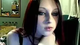 miss liz vicious performs emo goth teen cam show with big pink dildo masturbation.