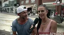 Deutsche milf grabs a guy off the street for casting couch banging