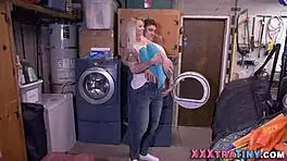 petite teen rides and sucks cock outdoors in the park