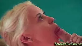 Teen stepdaughter sucks her father-in-law's big cock in this taboo hardcore scene