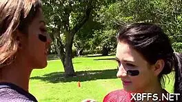 Bff babes, get impaled on that jock