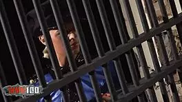 Two skinny blonde babes playing with dildos in steamy lesbian action.