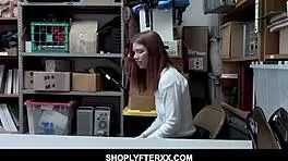 Redhead teen pepper hart gets caught shoplifting and fucked hard by the cops.