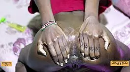 Horny petite ebony amateur bent over for homemade pov fucking with big black cock.