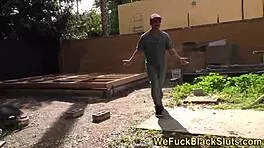 Bukkake Loving Ebony Fucked Hard in Outdoor Group Action.