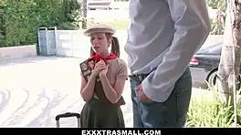 Petite teen deepthroats big cock doggystyle for sales