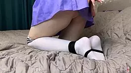 Sakura gets tied up and fucked in costumes till cum on her pussy.
