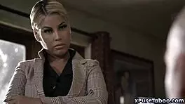 Principle Bridgette B and Teacher Derrick Pierce Summon Student Brooklyn Gray to Office for Taboo Lesbian and Blowjob Sex Education