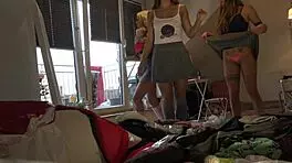 trying on tiniest thongs and see-through leggings