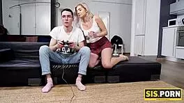 my blonde stepsis helps me lose my virginity with a creampie shes so hot