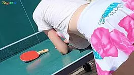 horny wife stuffs all ping pong balls into her tight european pussy.